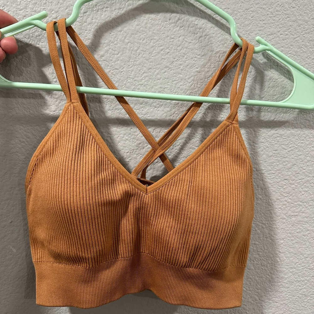 Aerie Tan Ribbed Wireless Bra